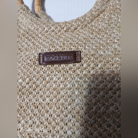 Rosetti Tan Woven Tote with Bamboo Handles - Picture 11 of 11